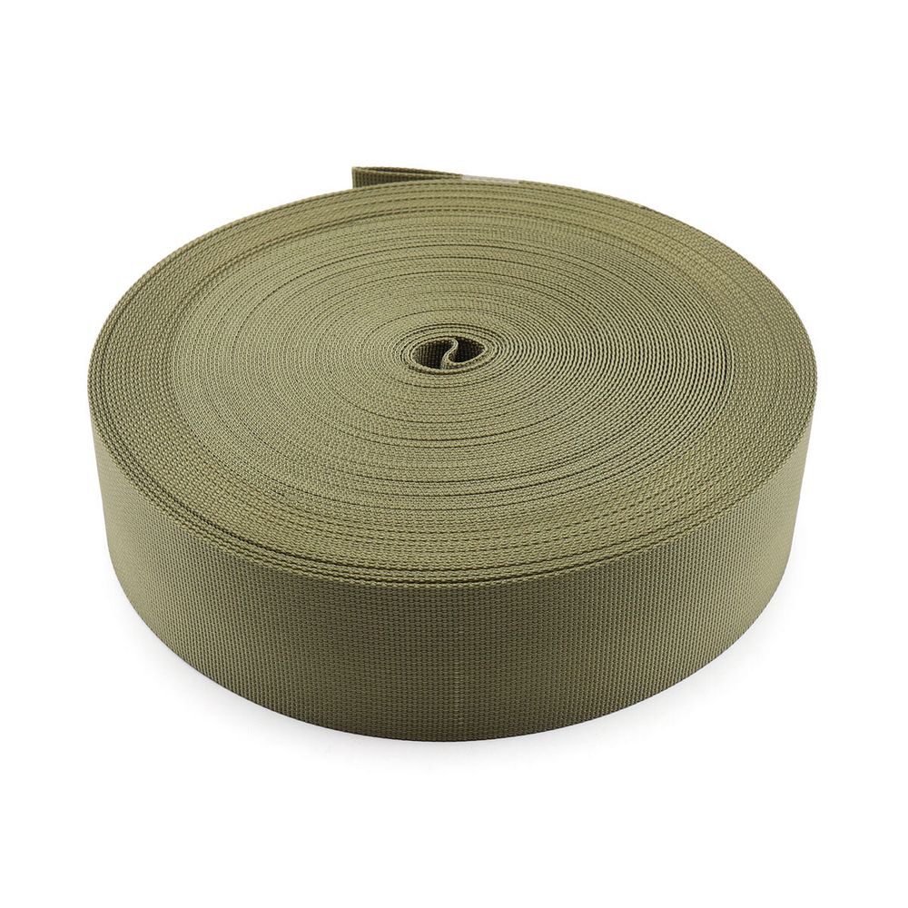 Стропа (ременная лента) 50 мм / 25 метров, толщ. 1.0 мм, [39 г/пог.м], 100% нейлон, хаки