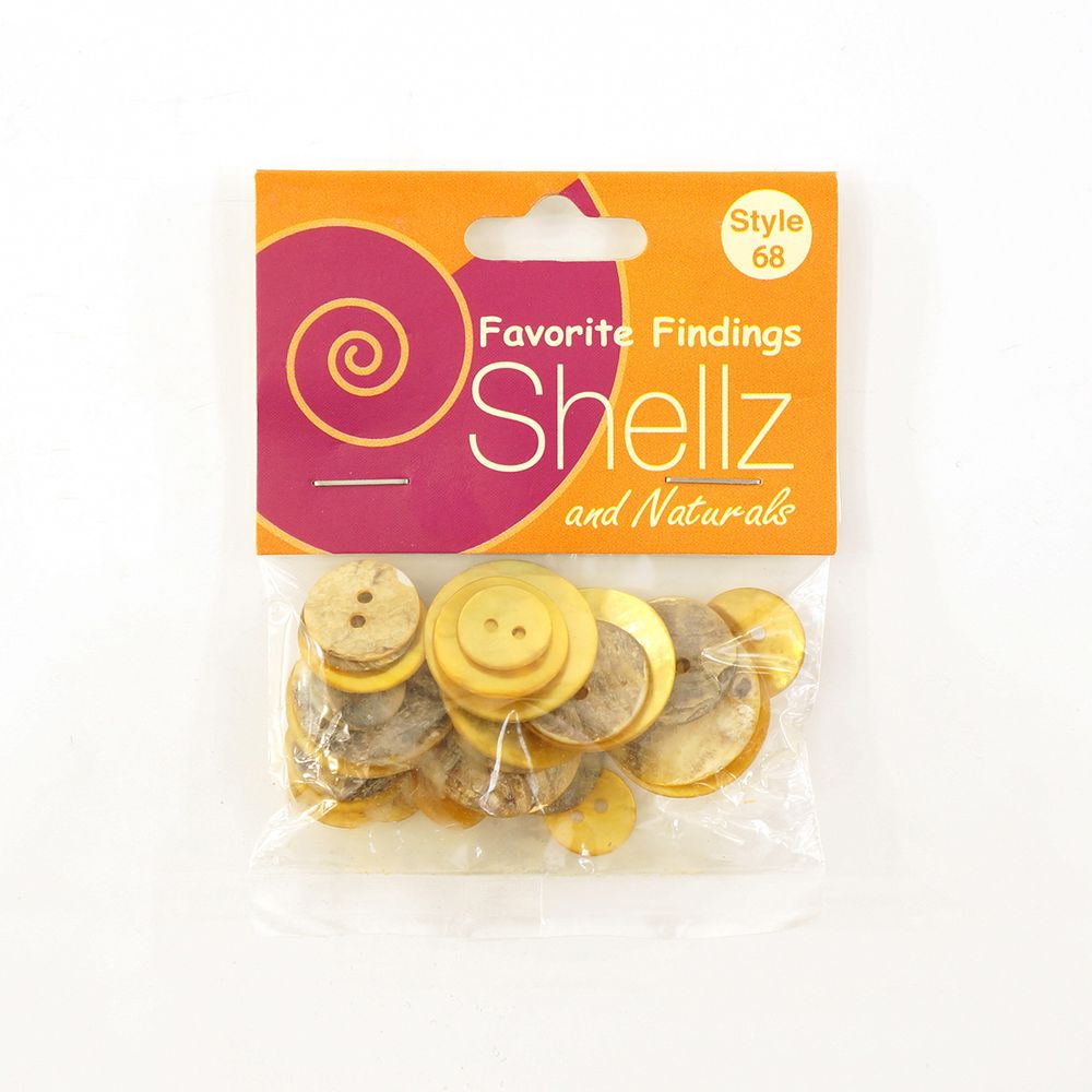 Пуговицы Shellz &amp; Natural Agoya Buttons 13.97 / 15.24 / 17.78 / 22.86 мм, желтый, Blumenthal Lansing