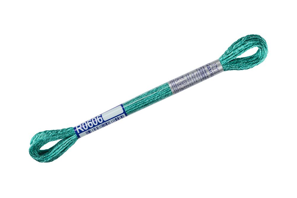 Мулине Gamma вискоза 100%, цв.R0606 бирюза, 12 мотков по 8 метров