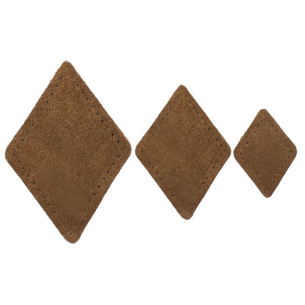Набор заплаток пришивных из замши, ромб 4х5,6см, 6х8,4см, 8х11,2см, с перфорацией, 3 шт (32 кэмел), 59405