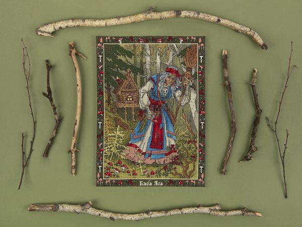Набор для вышивания нитками Panna Золотая серия VS-7408, Славянская мифология. Баба Яга, 27х36.5 см