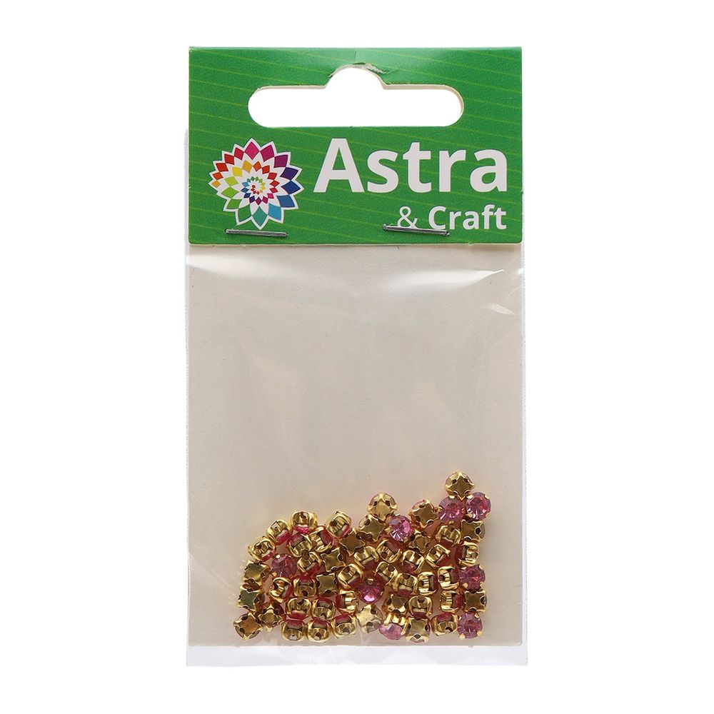 Хрустальные стразы в цапах/золото, 4мм, 50 шт, Astra&Craft, светло-розовый, 4AR159/166
