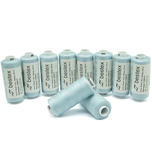 Нитки швейные бытовые Bestex 40/2, 365 м (400 ярд) / 10 кат., 352 светло-голубой лед