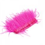 Перья на ленте Страус 8 см, FBY-08-021, цв. ярко-розовый, 2м