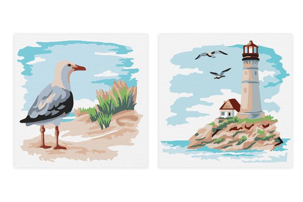 Картина по номерам Фрея PNBM-006, На морском берегу, (на магните) 9х9 см