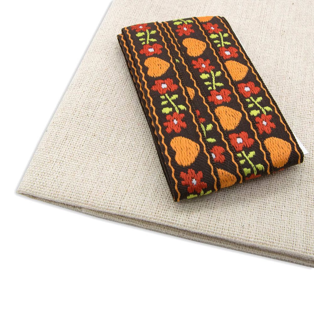 Ткань для рукоделия в наборе с тесьмой жаккард 50х50см+2м (21947/21114 коричневый) 29503