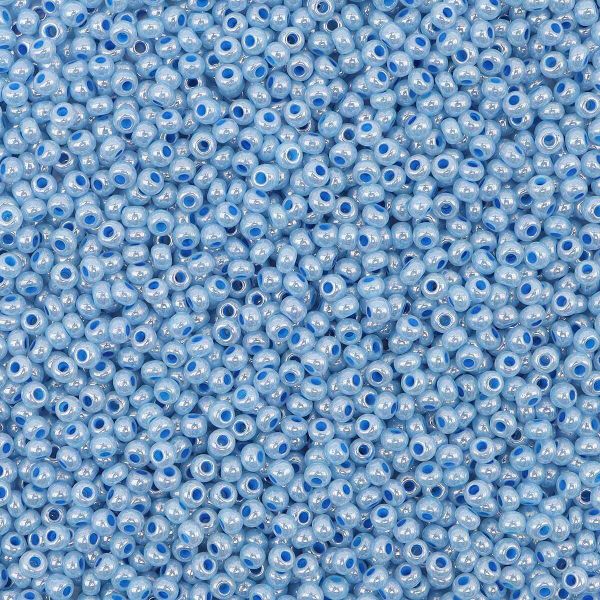 Бисер Preciosa полупрозрачный жемчужный с цв. центром 10/0 (37136) круг.отв, 50г