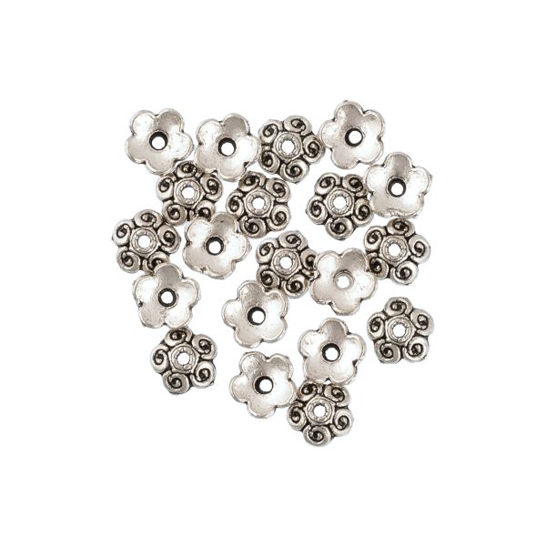 Розетки для бус 8 мм, 20 шт, 01 под античное серебро, Zlatka MFR-09