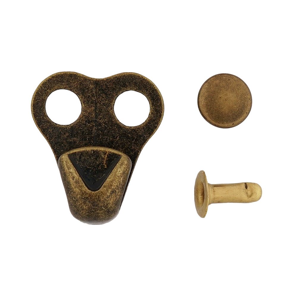 Крючки обувные 20х17 мм, 2 крепления, латунь, 20 шт