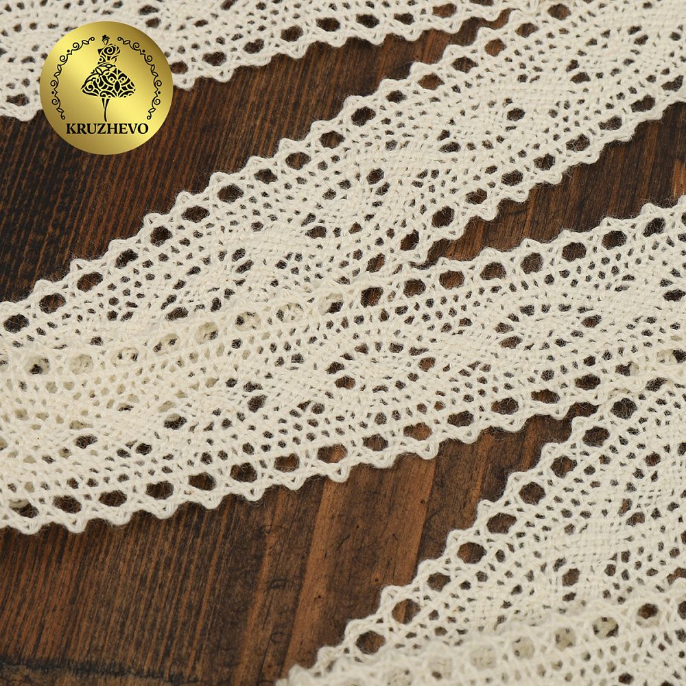 Кружево вязаное (тесьма) 30 мм / 10 метров, TBY.2442 цв.натуральный, Kruzhevo