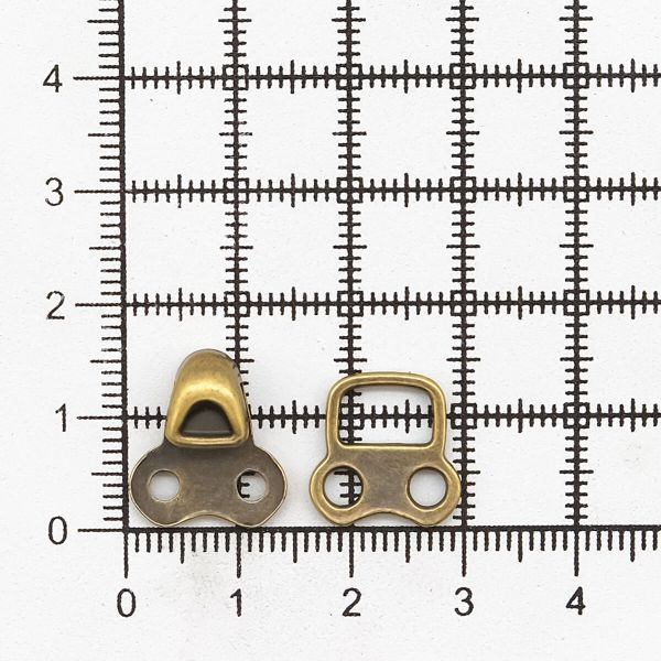 Крючки пришивные декоративные 14х24 мм, OB, бронза, 12 шт
