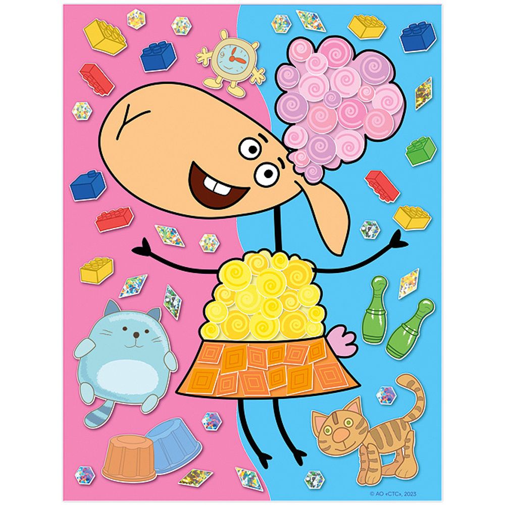 Картина-аппликация Отель у овечек. Овечка Белла с игрушками (аппл. накл.) 13х17см Клевер, ЛО19-911