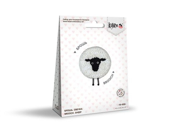 Набор для вышивания бисером Klart, Брошь. Овечка, 5х4.5 см