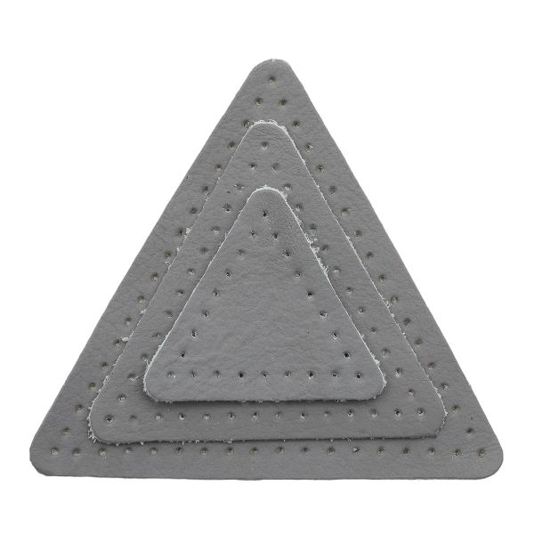 Набор заплаток пришивных из кожи, треугольник равностор. 4, 6 и 8см, с перфорацией, 3 шт (07 серый), 9406