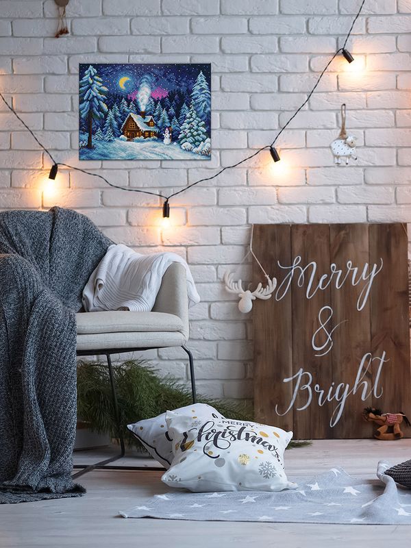 Кристальная (алмазная) мозаика Фрея ALPD-269, на подрамнике, Зимняя сказка, 40х30 см