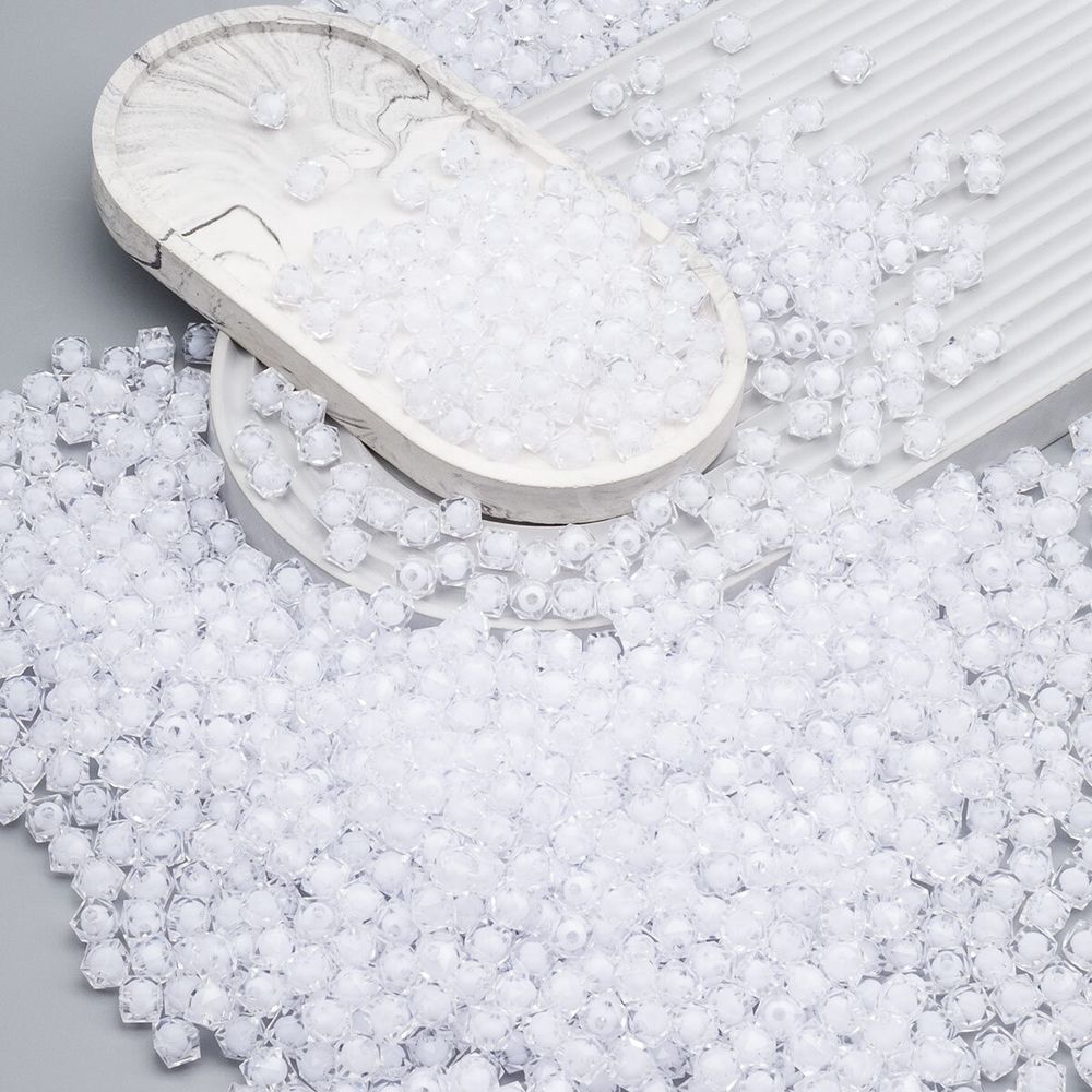 Бусины акрил ⌀10 мм, в цвете с белой сердцевиной, граненый куб, 500 г, Astra&Craft (прозрачный)