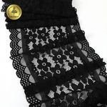 Кружево бельевое эластичное 180 мм / 10 м, цв.2 черный, Kruzhevo