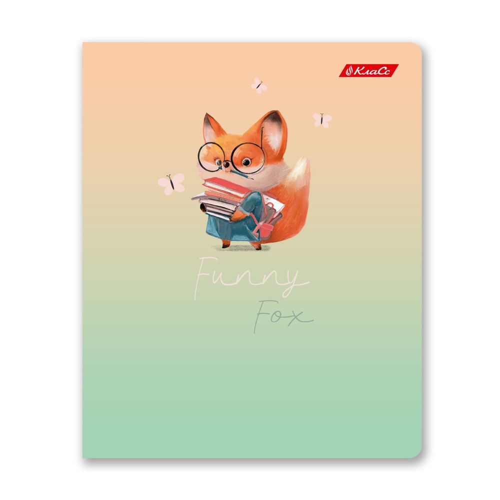 Тетрадь ученическая общая, глянцевая ламинация, A5+ 48 л. на скобе 65 г/м², белизна 100%, 10 шт, клетка в термоусадочной пленке, 000740 Забавный лис, Светоч 48ТЕТк-004