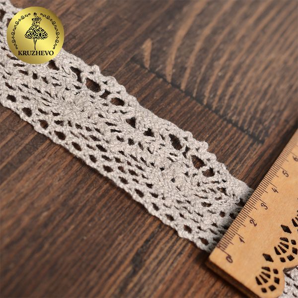 Кружево вязаное (тесьма) 45 мм / 10 метров, цв.22 серый лен, Kruzhevo