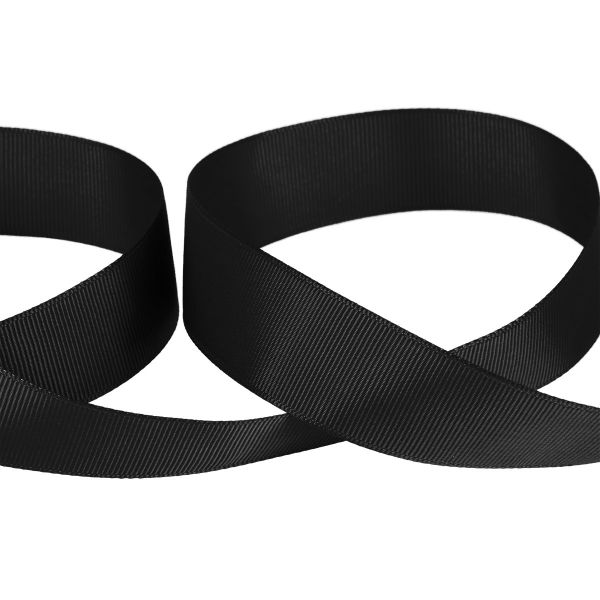 Лента репсовая (в рубчик) 25.0 мм / 45.5 метра, 123 черный, Gamma GR-25