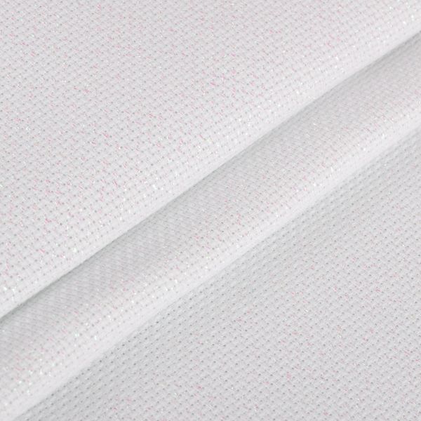 Канва Aida 14 ct, 30х40±2 см, белый с перламутровым люрексом, Gamma