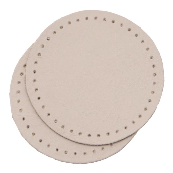 Заплатки пришивные из кожи, круг ⌀6см с перфорацией, 2 шт, 100% кожа, 06 бежевый, 9111