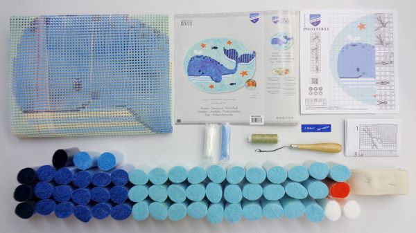 Набор для вышивания нитками Vervaco, Забавный кит, 70х56 см