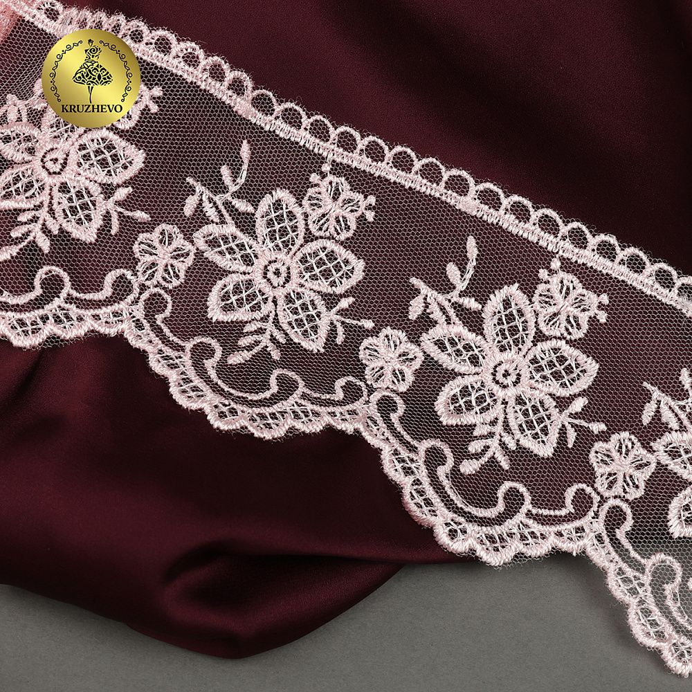 Кружево на сетке 75 мм, 40480, цв.R1815 розовый уп.13.7м, Kruzhevo