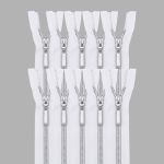 Молния спираль (витая) Т7 (7 мм) 1 зам., разъем., 75 см, никель / белый, 10 шт