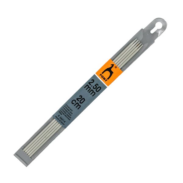 Спицы чулочные Pony ⌀2,5 мм, 20 см, алюминий, 5 шт