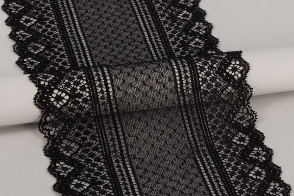 Кружево бельевое эластичное 180 мм / 20 м, Турция, черный, Blitz BLST-30