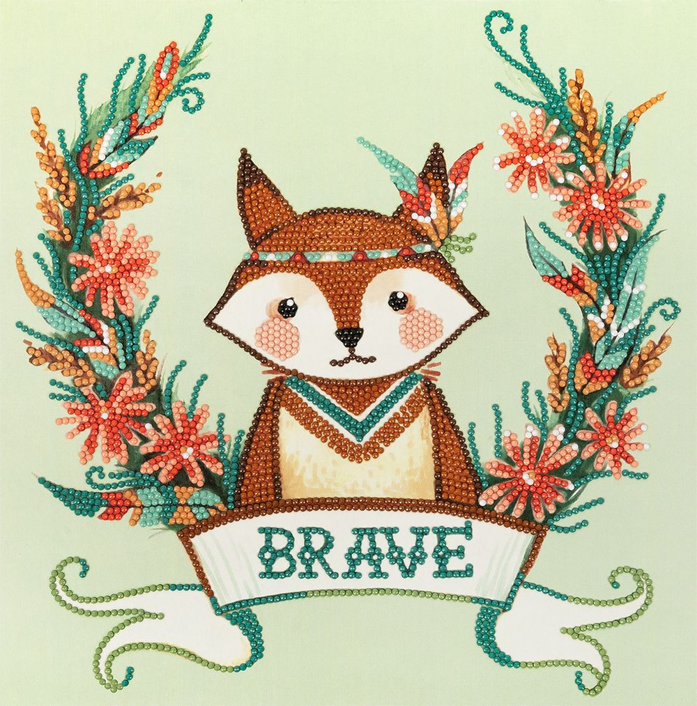 Алмазная (кристальная) мозаика Фрея, постер Храбрый лис, 30х30 см