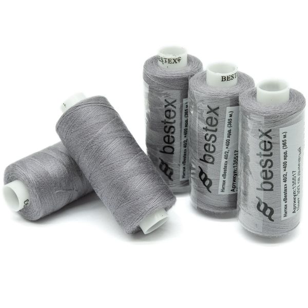 Нитки швейные бытовые Bestex 40/2, 365 м (400 ярд) / 10 кат., 393 пепельно-фиолетовый