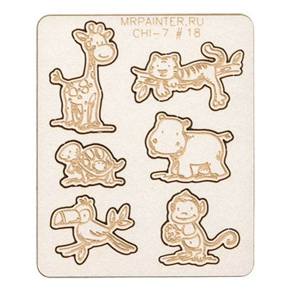 Чипборд 7х8.5 см, 1 шт, 18 Зверята №2, Mr.Painter CHI-7