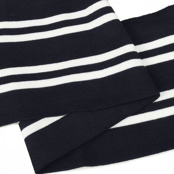 Подвяз (довяз) трикотажный 14.0х100 см, т.синий с белыми полосами, двухслойный, 100% п/э, 5 штук