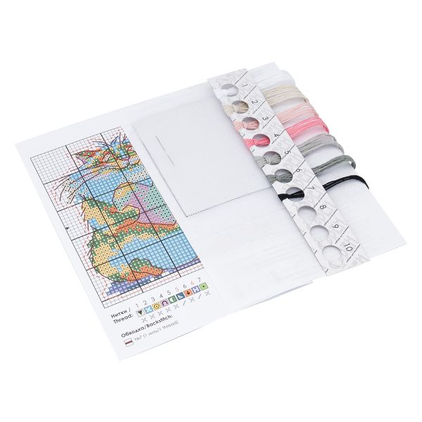 Набор для вышивания нитками Овен, Магнит. Котик. 9,6х9,1см