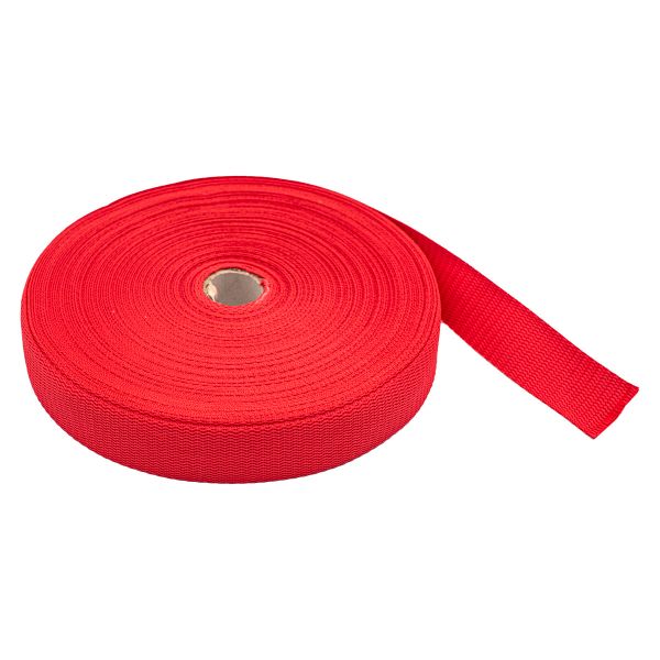 Стропа (ременная лента) 30 мм / 25 метров, толщ. 1.0 мм, [15.8 г/пог.м], 100% п/э, 10 красный