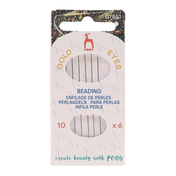 Иглы ручные для бисера с золотым ушком Beading №10, 6 шт, PONY, 07851