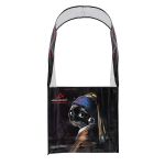 Сумка-шоппер сувенирная 37х40х10 см, 100% полиэстер, Кошка с жемчужной сережкой, Vista-Artista VASHOP-01