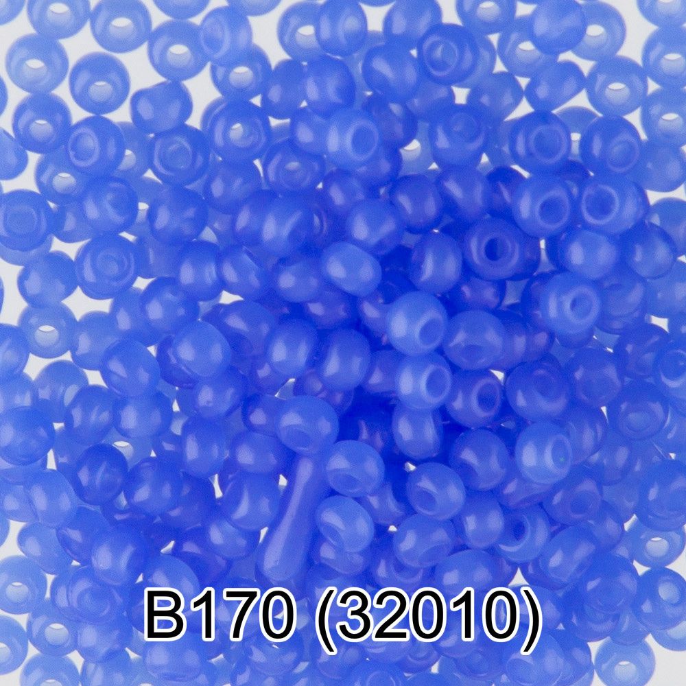 Бисер Preciosa круглый 10/0, 2.3 мм, 50 г, 1-й сорт. B170 голубой, 32010, круглый 2