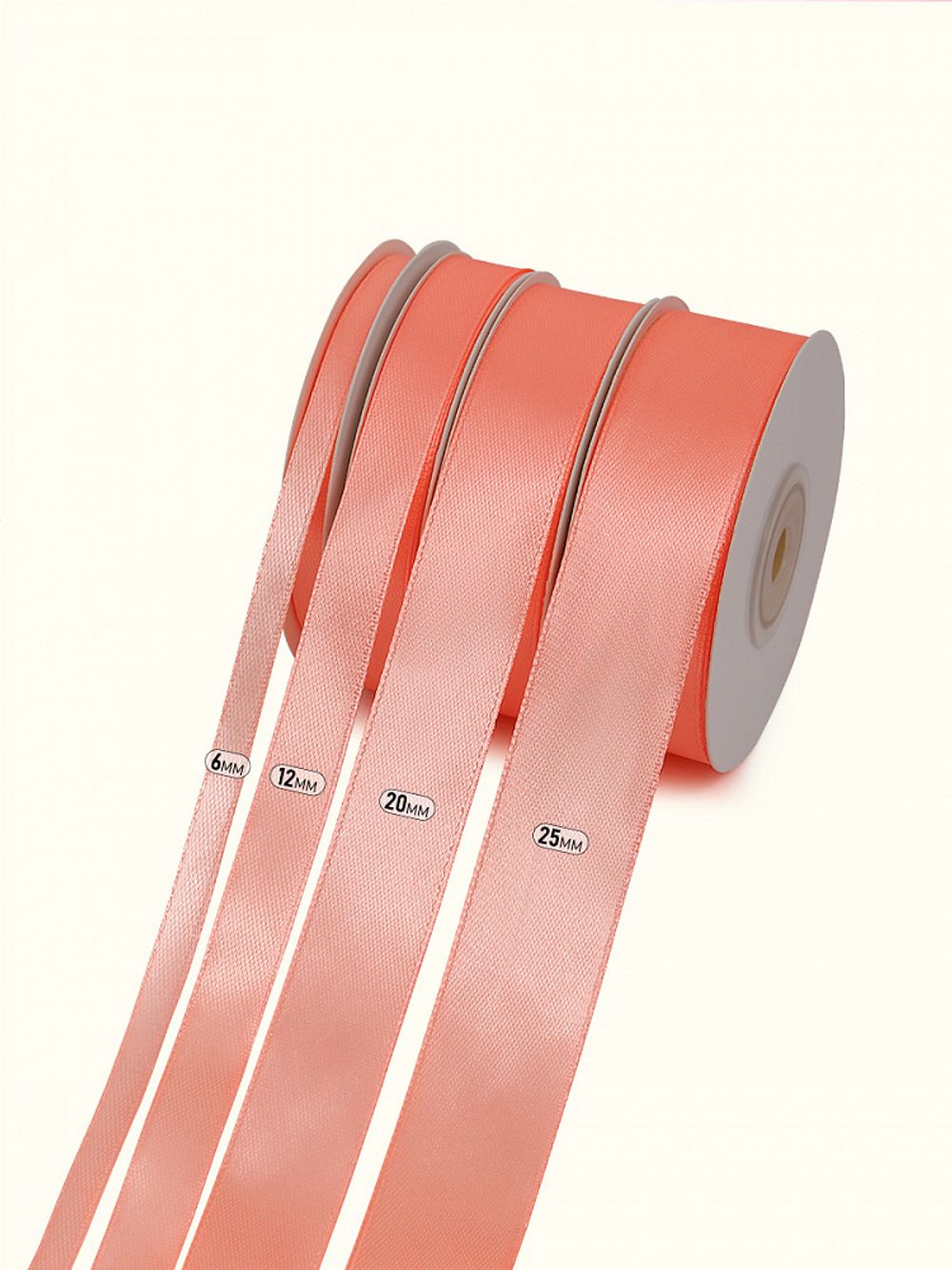 Лента атласная 1-сторонняя 12.0 мм / 22.5±1 метра, 3068 персиковый, Magic4Hobby