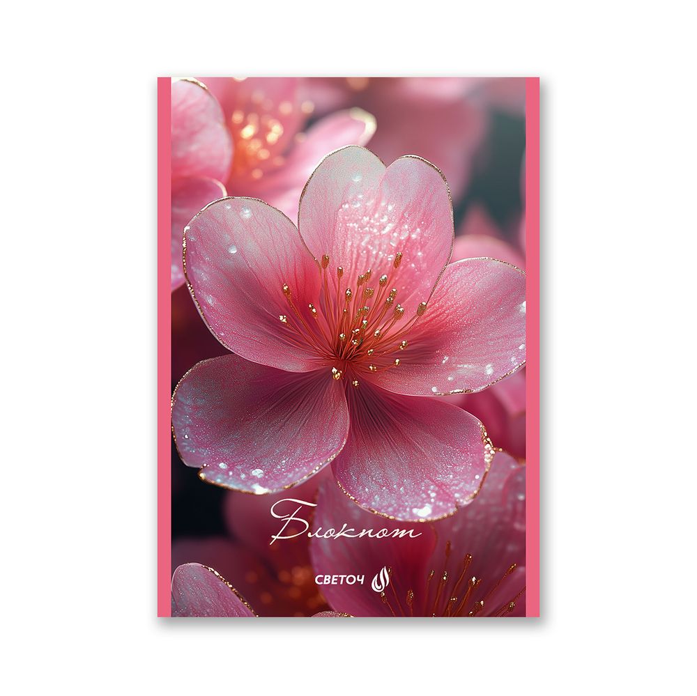 Блокнот на скобе, A5 60 л. 12 шт клетка, Нежные лепестки 01743, Б263 Светоч