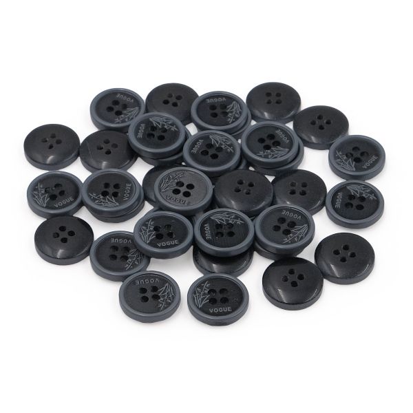 Пуговицы 4 прокола 24L (15мм), (Gray2 (серый2)), 36 шт