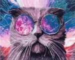 Алмазная (кристальная) мозаика Фрея, Космический кот 50х40 см