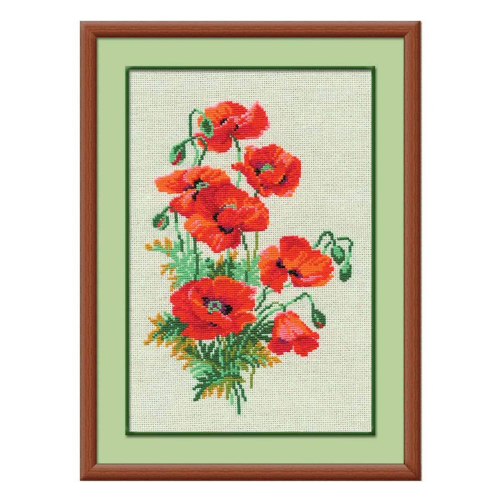 Набор для вышивания нитками Риолис, Полевые маки, 21х30 см