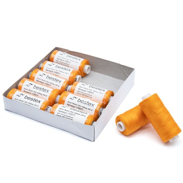 Нитки швейные бытовые Bestex 40/2, 365 м (400 ярд) / 10 кат., 019 светло-оранжевый