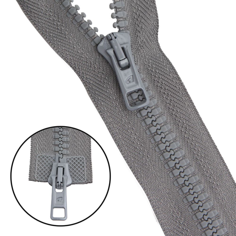 Молния трактор Arta Т6 (6 мм) 2 зам., разъем., 75 см, цв. 074 серый, уп.5 шт