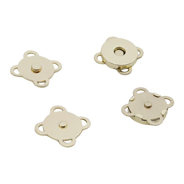 Кнопка магнитная металл пришивная ⌀15.0 мм, золото, металл., 4 шт, BIG