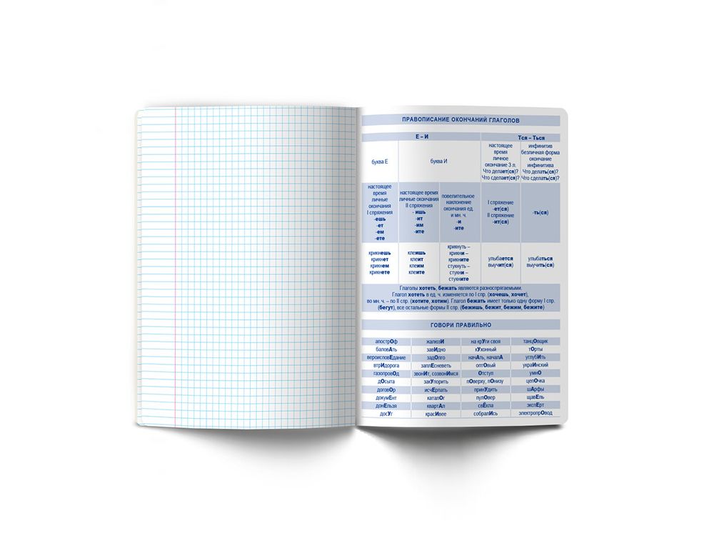 Тетрадь со справочным материалом Доска желаний, A5+ 48 л. на скобе 60 г/м², белизна 90%, 10 шт, линия, 000517 Русский язык, Светоч 48ТПСКд5_0_2_2