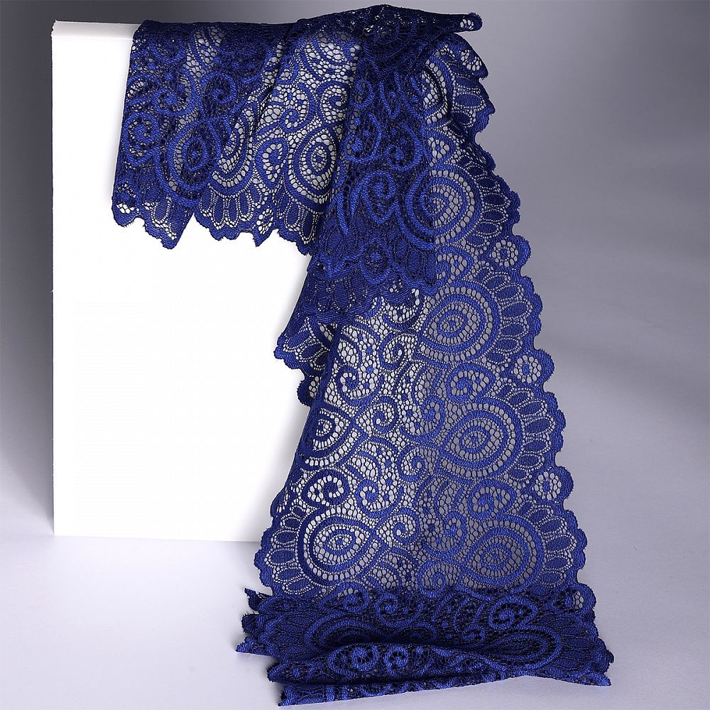 Кружево бельевое эластичное 180 мм / 3 м, TBY.L1351, цв.L1832 синий, Kruzhevo